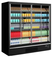 Photo 2 - Vitrine murale de supermarché réfrigérée 4 portes vitrées positive noire - tefcold - galaxy+ gp20fgd black - Tefcold - Galaxy+ GP20FGD Black
