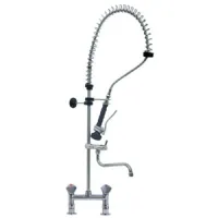 Robinetterie professionnelle plonge cuisine sur mélangeur 2 trous bec pivotant 220 mm et raccord 1/2 Robinetterie professionnelle plonge cuisine sur mélangeur 2 trous bec pivotant 220 mm et raccord 1/2