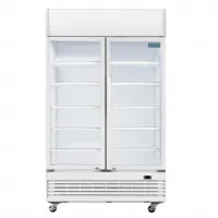 Photo 2 - Vitrine murale de supermarché positive 2 portes à charnières blanche 950 l - polar - ge580 - Polar - GE580