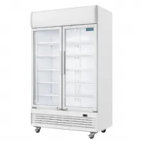Photo 4 - Vitrine murale de supermarché positive 2 portes à charnières blanche 950 l - polar - ge580 - Polar - GE580