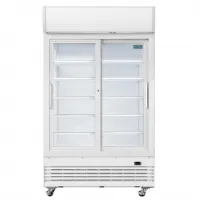 Photo 2 - Vitrine murale de supermarché positive 2 portes coulissantes blanche 950 l - polar - ge581 - Polar - GE581