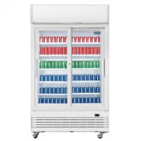 Photo 3 - Vitrine murale de supermarché positive 2 portes coulissantes blanche 950 l - polar - ge581 - Polar - GE581