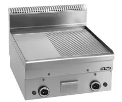 Photo 1 - Plancha professionnelle gaz ½ plaque lisse ½ plaque rainurée chromée 10,2 kw - mbm - gft66lrc - Mbm - GFT66LRC