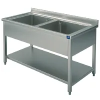 Plonge inox 1 évier, 2 bacs, sur piètement, avec étagère inférieure, 1200x600x850 mm - virtus - gla0003 - Virtus group - GLA0003