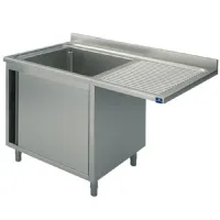 Plonge inox 1 bac sur armoire avec porte battante, place pour lave-vaisselle, côté gauche, 1400x700x850 mm - virtus - gla0041 - Virtus group - GLA0041 Plonge inox 1 bac sur armoire avec porte battante, place pour lave-vaisselle, côté gauche, 1400x700x850 mm - virtus - gla0041 - Virtus group - GLA0041