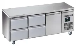 Desserte réfrigérée inox positive centrale 2 x 2 tiroirs + 1 porte gn 1/1, 417 l, sur roulettes - l2g - gn3140tn - L2g - GN3140TN Desserte réfrigérée inox positive centrale 2 x 2 tiroirs + 1 porte gn 1/1, 417 l, sur roulettes - l2g - gn3140tn - L2g - GN3140TN
