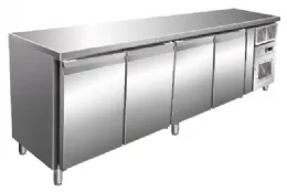 Table desserte réfrigérée positive 616 L - Sans dosseret - 4 portes - Avec groupe logé - Nosem - GN4101TN