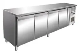Table desserte réfrigérée gastro -2/+8°C avec groupe logé - 616 L - 4 portes - Sans dosseret - Nosem - GN4101TNA