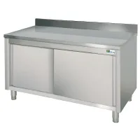 Meuble Bas de Rangement Inox avec dosseret 2 portes coulissantes 2300x700x970 mm - Afi-Collin-Lucy - GTA23D Meuble Bas de Rangement Inox avec dosseret 2 portes coulissantes 2300x700x970 mm - Afi-Collin-Lucy - GTA23D
