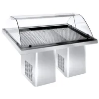 Vitrine comptoir réfrigéré statique à poisson avec vitre courbe et fermeture arrière, 1880 mm - Virtus - HDC0013 Vitrine comptoir réfrigéré statique à poisson avec vitre courbe et fermeture arrière, 1880 mm - Virtus - HDC0013