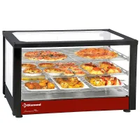 Vitrine chauffante professionnelle ventilée panoramique 3 niveaux noire - Diamond Promo - HSD3-B2 Vitrine chauffante professionnelle ventilée panoramique 3 niveaux noire - Diamond Promo - HSD3-B2