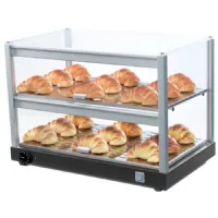 Vitrine chaude avec 2 niveaux et vitre droite, +70°c, 0.45 kw, 560x347x395 mm - virtus - iba0023 - Virtus group - IBA0023