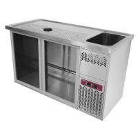 Comptoir bar professionnel 2 compartiments avec égouttoir et grille, 1 cuve droite - Diamond Promo - KBR/21D Comptoir bar professionnel 2 compartiments avec égouttoir et grille, 1 cuve droite - Diamond Promo - KBR/21D