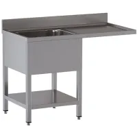 Plonge professionnelle 1 cuve et 1 égouttoir à droite en inox aisi 304 1400x700x850/880(+100) mm - diamond - l1411/vd-sd1 - Diamond - L1411/VD-SD1 Plonge professionnelle 1 cuve et 1 égouttoir à droite en inox aisi 304 1400x700x850/880(+100) mm - diamond - l1411/vd-sd1 - Diamond - L1411/VD-SD1