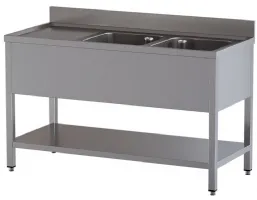 Plonge professionnelle 2 cuves et 1 égouttoir gauche avec sous tablette - diamond - l1421/6d-ss3 - Diamond - L1421/6D-SS3 Plonge professionnelle 2 cuves et 1 égouttoir gauche avec sous tablette - diamond - l1421/6d-ss3 - Diamond - L1421/6D-SS3