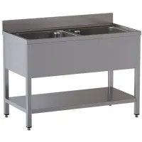 Plonge professionnelle 2 cuves en inox aisi 304 avec tablette inférieure 1400x700x850/880(+100) mm - diamond - l1421/d-sx3 - Diamond - L1421/D-SX3 Plonge professionnelle 2 cuves en inox aisi 304 avec tablette inférieure 1400x700x850/880(+100) mm - diamond - l1421/d-sx3 - Diamond - L1421/D-SX3