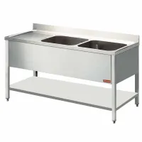 Plonge professionnelle inox aisi 304/441 2 cuves et 1 égouttoir gauche 1400x600x880/900(+85) mm - diamond - l1421s/6-d - Diamond - L1421S/6-D Plonge professionnelle inox aisi 304/441 2 cuves et 1 égouttoir gauche 1400x600x880/900(+85) mm - diamond - l1421s/6-d - Diamond - L1421S/6-D