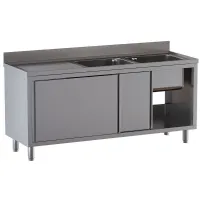 Plonge professionnelle en inox aisi 304 2 cuves avec égouttoir gauche sur armoire 2 portes coulissantes 1600x700x850/880(+100) mm - diamond - l1621/ad-ss7 - Diamond - L1621/AD-SS7 Plonge professionnelle en inox aisi 304 2 cuves avec égouttoir gauche sur armoire 2 portes coulissantes 1600x700x850/880(+100) mm - diamond - l1621/ad-ss7 - Diamond - L1621/AD-SS7