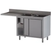 Plonge professionnelle inox AISI 304 2 cuves égouttoir gauche 1600x700x850/880(+100) mm - Diamond - L1621/VAD-SS4 - DIAMOND - L1621/VAD-SS4