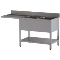 Plonge professionnelle 2 cuves et 1 égouttoir gauche en inox aisi 304 1600x700x850/880(+100) mm - diamond - l1621/vd-ss2 - Diamond - L1621/VD-SS2 Plonge professionnelle 2 cuves et 1 égouttoir gauche en inox aisi 304 1600x700x850/880(+100) mm - diamond - l1621/vd-ss2 - Diamond - L1621/VD-SS2