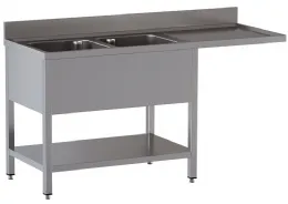 Plonge inox aisi 304 avec 2 cuves et égouttoir droite 1800x700x850/880(+100) mm - diamond - l1821/vd-sd3 - Diamond - L1821/VD-SD3 Plonge inox aisi 304 avec 2 cuves et égouttoir droite 1800x700x850/880(+100) mm - diamond - l1821/vd-sd3 - Diamond - L1821/VD-SD3