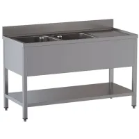 Plonge professionnelle en inox aisi 304 2 cuves et 1 égouttoir à droite avec tablette inférieure 2000x700x850/880(+100) mm - diamond - l2021/d-sd7 - Diamond - L2021/D-SD7 Plonge professionnelle en inox aisi 304 2 cuves et 1 égouttoir à droite avec tablette inférieure 2000x700x850/880(+100) mm - diamond - l2021/d-sd7 - Diamond - L2021/D-SD7
