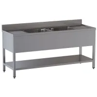 Plonge professionnelle 2 cuves inox aisi 304 avec égouttoirs droite et gauche 2000x700x850/880(+100) mm - diamond - l2021/d-sx7 - Diamond - L2021/D-SX7 Plonge professionnelle 2 cuves inox aisi 304 avec égouttoirs droite et gauche 2000x700x850/880(+100) mm - diamond - l2021/d-sx7 - Diamond - L2021/D-SX7