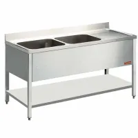 Plonge professionnelle 2 cuves et 1 égouttoir inox 2000x700x880/900(+100) mm - diamond - l2021d-d - Diamond - L2021D-D Plonge professionnelle 2 cuves et 1 égouttoir inox 2000x700x880/900(+100) mm - diamond - l2021d-d - Diamond - L2021D-D
