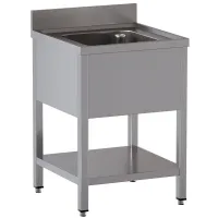 Plonge professionnelle 1 cuve inox AISI 304 avec tablette inférieure 600x600x850/880(+100) mm - Diamond Promo - L611/6D-SX1 Plonge professionnelle 1 cuve inox AISI 304 avec tablette inférieure 600x600x850/880(+100) mm - Diamond Promo - L611/6D-SX1