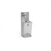Lave-Mains inox 304 avec poubelle intégrée et distributeurs, 500x450x1400 mm - Eratos - LP-54P Lave-Mains inox 304 avec poubelle intégrée et distributeurs, 500x450x1400 mm - Eratos - LP-54P
