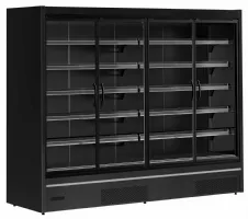 Vitrine murale de supermarché réfrigérée 4 portes vitrées positive noire - tefcold - mdcb2500hb - Tefcold - MDCB2500HB