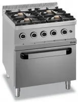 Cuisinière professionnelle gaz sur four 4 feux 28 kw - mbm - mfb77fgxs - Mbm - MFB77FGXS