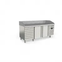 Meuble à Pizzas positif 2 portes et 7 tiroirs dessus granit 450 L - Coreco - MFP70-180-7