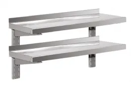 Étagère murale Inox 1600x400x400 mm avec consoles réglables - Afi-Collin-Lucy - MM-164-2 Étagère murale Inox 1600x400x400 mm avec consoles réglables - Afi-Collin-Lucy - MM-164-2