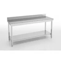 Table de Travail Inox adossée avec étagère et dosseret 1400x600x850 mm - Eratos - MMD60-140 Table de Travail Inox adossée avec étagère et dosseret 1400x600x850 mm - Eratos - MMD60-140