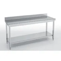Table de Travail Inox AISI-304 18/10 avec dosseret et étagère 1000x700x850 mm - Eratos - MMD70-100 Table de Travail Inox AISI-304 18/10 avec dosseret et étagère 1000x700x850 mm - Eratos - MMD70-100