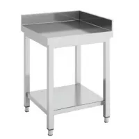 Table de Travail Inox d'angle étagère série 700 AISI-304 18/10 satiné dosseret 100 mm 700x700x850 mm - Eratos - MMRD-77