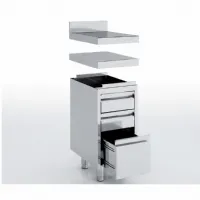 Meuble bas de rangement inox aisi-304 18/10 satiné sans dessus avec 3 tiroirs - eratos - mnc33-60 - Eratos - MNC33-60 Meuble bas de rangement inox aisi-304 18/10 satiné sans dessus avec 3 tiroirs - eratos - mnc33-60 - Eratos - MNC33-60