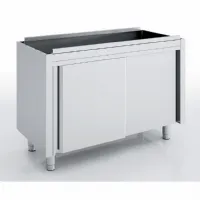 Meuble bas de rangement inox aisi-304 18/10 satiné 1800x600x850 mm portes coulissantes suspendues et étagère réglable - eratos - mnc60-180 - Eratos - MNC60-180 Meuble bas de rangement inox aisi-304 18/10 satiné 1800x600x850 mm portes coulissantes suspendues et étagère réglable - eratos - mnc60-180 - Eratos - MNC60-180