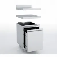 Meuble bas de rangement inox aisi-304 18/10 satiné sans dosseret tiroirs et bac à ordure - eratos - mntb-60c - Eratos - MNTB-60C Meuble bas de rangement inox aisi-304 18/10 satiné sans dosseret tiroirs et bac à ordure - eratos - mntb-60c - Eratos - MNTB-60C