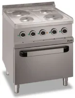 Cuisinière professionnelle électrique sur four triphasé 4 plaques 13,5 kw - mbm - mpr77fe - Mbm - MPR77FE