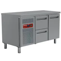 Table frigorifique 2 portes avec bloc de 2 tiroirs - 1350 x 700 x H880/900 mm