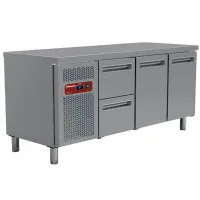 Table frigorifique 3 portes avec bloc de 2 tiroirs - 1800 x 700 x H880/900 mm Table frigorifique 3 portes avec bloc de 2 tiroirs - 1800 x 700 x H880/900 mm