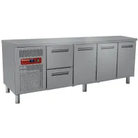 Table frigorifique 4 portes avec bloc de 2 tiroirs - 2250 x 700 x H880/900 mm Table frigorifique 4 portes avec bloc de 2 tiroirs - 2250 x 700 x H880/900 mm