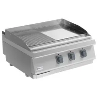 Plaque à snacker pro profondeur 700 électrique de table, plaque 1/2 lisse et 1/2 rainurée Triphasé 7.2 kW - Virtus - MS78FTRET - VIRTUS GROUP - MS78FTRET