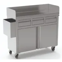 Table cocktail professionnelle 2 tiroirs et 2 portes, plan de travail dosseret 150 mm et bord avant 50 mm, dimensions 1000x500x1045 mm - eratos - mtc50-100 - Eratos - MTC50-100