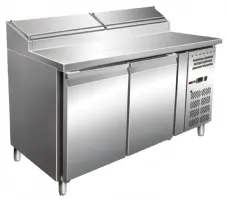 Saladette réfrigérée refroidissement table réfrigérée à poser 2 portes pleines 396 L 1 à 3 °C - Redfox - MTPZ 2D Saladette réfrigérée refroidissement table réfrigérée à poser 2 portes pleines 396 L 1 à 3 °C - Redfox - MTPZ 2D