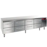 Soubassement réfrigéré professionnel 8 tiroirs GN 1/1, capacité 110 mm, température positif - Diamond - N77/R420G-9F