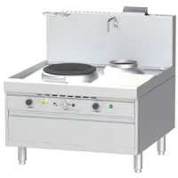 Fourneau wok à gaz à haut rendement, 1 brûleur, 1 brûleur soupe, 40 kw - virtus - ngkb12125 - Virtus group - NGKB12125