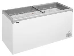 Congélateur bahut couvercle vitré de crème glacée 2 couvercles coulissants plats - Tefcold - NIC502SC